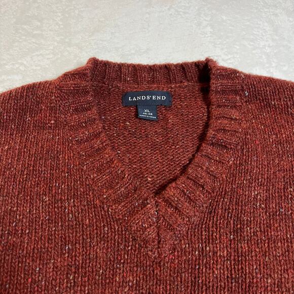 Lands' End Men's V-Neck Lambswool Nylon Blend Pullover Knit Sweater Size X-Large - Picture 3 of 7